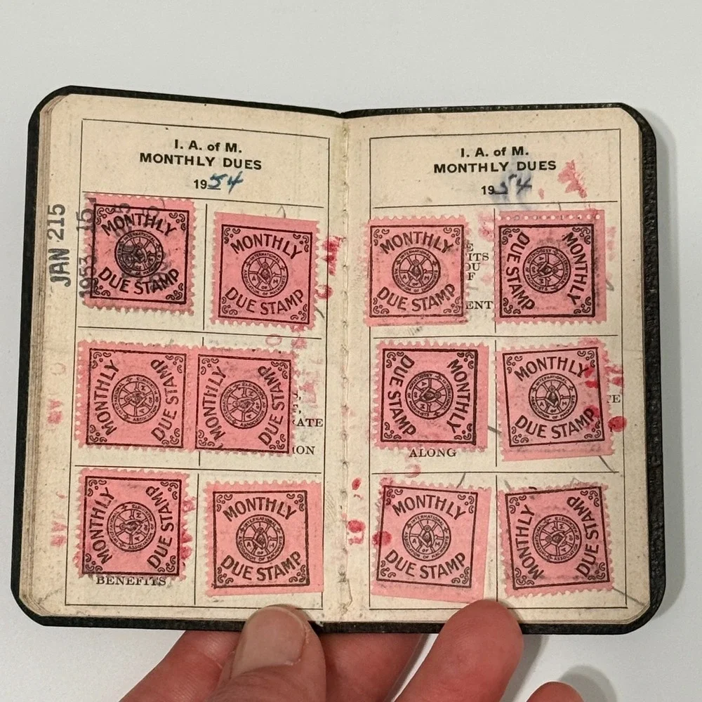 1951 Vintage International Association Of Machinists Journeyman Union Book